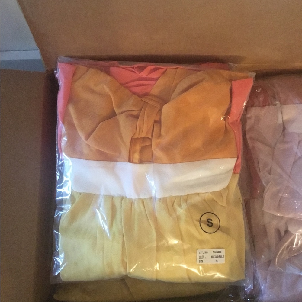Yellow Orange Halter Colorblock Cut Out Sundress - Picture 5 of 6